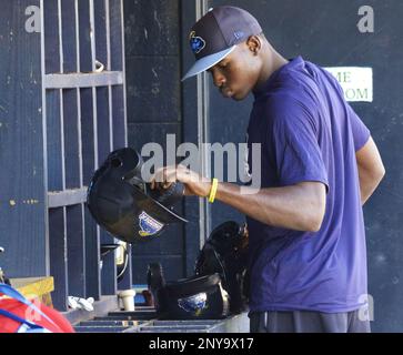 September 9, 2017 - Trenton, New Jersey, U.S - 19-year-old ESTEVAN FLORIAL,  one of the top Yankees prospects, seen here in the Trenton Thunder dugout  on Sept. 9, 2017, was added to