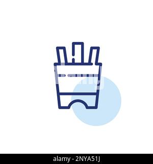 French fries. Fast food potato snack. Pixel perfect, editable stroke line icon Stock Vector