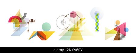 Abstract geometric design. Vector illustration made of various overlapping elements. Applicable for banners, placards, posters, flyers. Stock Vector