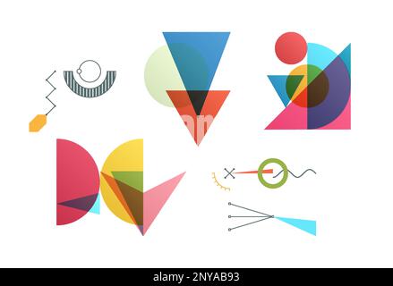 Abstract geometric design. Vector illustration made of various overlapping elements. Applicable for banners, placards, posters, flyers. Stock Vector