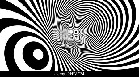 Abstract background made of distorted lines. Pattern with optical illusion. Psychedelic stripes. Op art design. Convex texture. Vector illustration fo Stock Vector