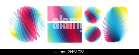 Set of spheres. Abstract wavy background with dynamic effect. Modern screen design for mobile app and web. Vector illustration made of various overlap Stock Vector