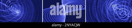 Abstract science or technology background. Array with dynamic particles. Swirl with connected dots and light effect. 3d grid surface. Vector illustrat Stock Vector