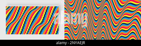 Wavy pattern with optical illusion. Abstract striped background. 3d vector illustration for brochure, poster, presentation, flyer or banner. Stock Vector