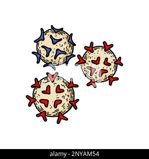Lymphocytes white blood cells isolated on white background. Hand drawn ...