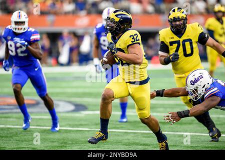 September 02, 2017: Michigan Wolverines quarterback Wilton Speight #3  during the Advocare Classic NCAA Football game between the University of  Michigan Wolverines and the University of Florida Gators at AT&T Stadium in