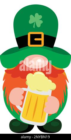 St Patricks Day funny gnome holding a beer mug Stock Photo