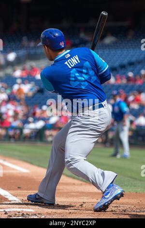 August 27, 2017: Chicago Cubs' Javier Baez (9) in actionduring the MLB game  between the Chicago Cubs and Philadelphia Phillies at Citizens Bank Park in  Philadelphia, Pennsylvania. Christopher Szagola/CSM Stock Photo - Alamy