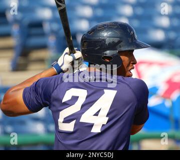 August 26, 2017 - Trenton, New Jersey, U.S - DANTE BICHETTE JR., an  infielder for the Trenton Thunder, signs autographs for kids before the  game vs. the Richmond Flying Squirrels at ARM