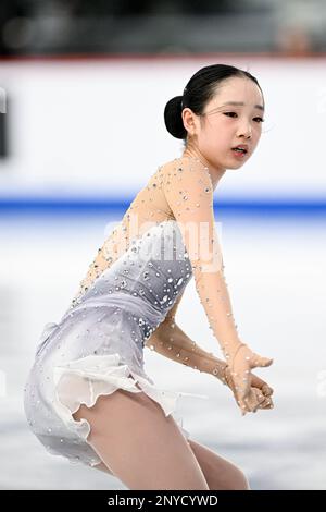 Josephine LEE (USA), during Junior Women Short Program, at the ISU World Junior Figure Skating Championships 2023, at WinSport Arena, on March 1, 2023 in Calgary, Canada. (Photo by Raniero Corbelletti/AFLO) Stock Photo