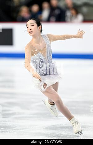 Josephine LEE (USA), during Junior Women Short Program, at the ISU World Junior Figure Skating Championships 2023, at WinSport Arena, on March 1, 2023 in Calgary, Canada. (Photo by Raniero Corbelletti/AFLO) Stock Photo