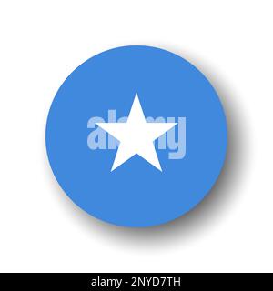 Somalia flag - flat vector circle icon or badge with dropped shadow. Stock Vector