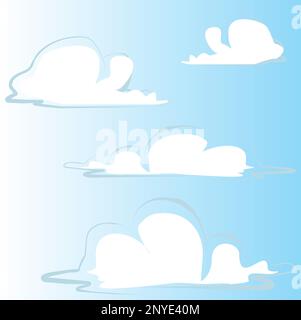 White cartoon clouds over blue sky background vector illustration Stock Vector