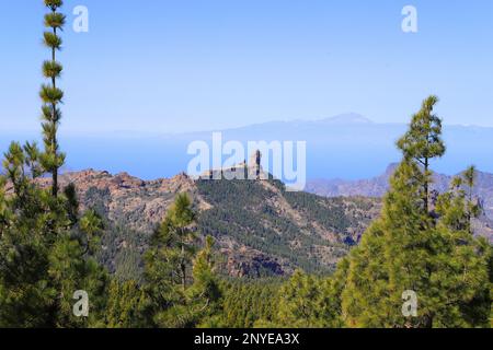 View at Mountain 'Roque Nublo' from Mountain 'Pico Las Nieves' Gran Canaria - Spain Stock Photo
