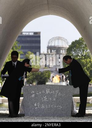 HIROSHIMA, Japan - Hiroshima Mayor Kazumi Matsui (standing) Speaks At A ...