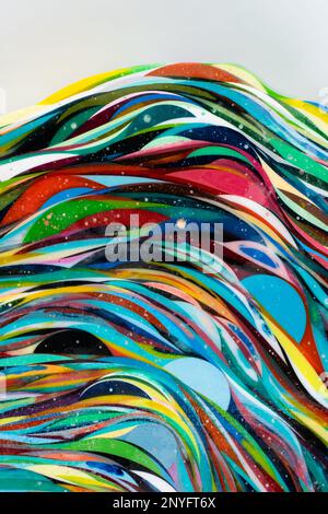 Multicolored wavy abstract stripes painted on background Stock Photo