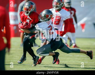 Tampa Bay Buccaneers wide receiver DeSean Jackson is tackled by