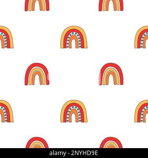 Seamless pattern of cute bright minimalist scandinavian rainbows Stock Vector