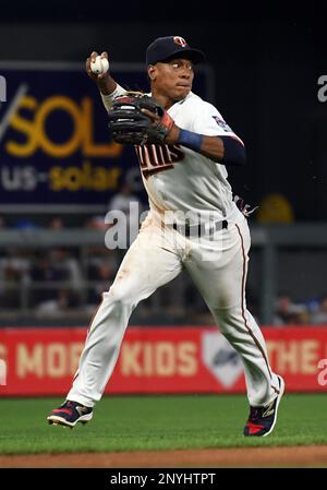 MINNEAPOLIS, MN - MAY 02: Minnesota Twins Starting pitcher Jose Berrios  (17) delivers a pitch during a game between the Houston Astros and  Minnesota Twins on May 2, 2019 at Target Field