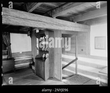 Chimney House, 113 Walnut St., Winston Salem, Forsyth County, North Carolina. Carnegie Survey of the Architecture of the South. United States, North Carolina, Forsyth County, Winston Salem,  Cupboards,  Girders,  Interiors,  Wooden buildings. Stock Photo