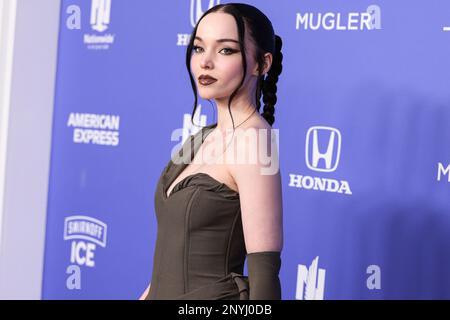 Inglewood, United States. 01st Mar, 2023. INGLEWOOD, LOS ANGELES, CALIFORNIA, USA - MARCH 01: Dove Cameron wearing a Jacquemus dress, Giuseppe Zanotti shoes, and Tyler Ellis clutch arrives at the 2023 Billboard Women In Music held at the YouTube Theater on March 1, 2023 in Inglewood, Los Angeles, California, United States. (Photo by Xavier Collin/Image Press Agency) Credit: Image Press Agency/Alamy Live News Stock Photo