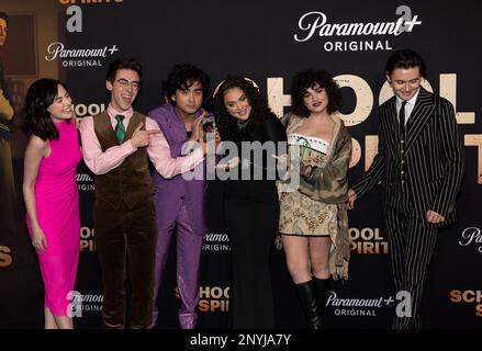 Los Angeles, USA. 01st Mar, 2023. RaeAnn Boone, Nick Pugliese, Kristian Flores, Kiara Pichardo, Sarah Yarkin and Spencer MacPherson attend the arrivals of Paramount   School Spirits Premiere at the Masonic Lodge in Los Angeles, CA on March 1, 2023. (Photo by Corine Solberg/Sipa USA) Credit: Sipa USA/Alamy Live News Stock Photo