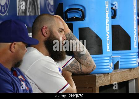 That Beard!!! Boston Red Sox's Mike Napoli watches batting