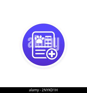 pet medical report or record icon, vector Stock Vector