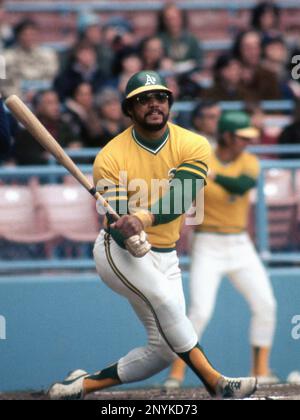 Oakland Athletics right fielder Reggie Jackson blasts his 29th homer of the  season in Oakland, Calif., on June 30, 1969 in the fifth inning of the  second game against Chicago's White Sox