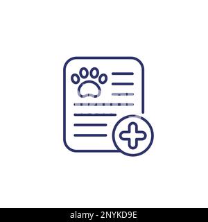 pet medical report or record line icon Stock Vector