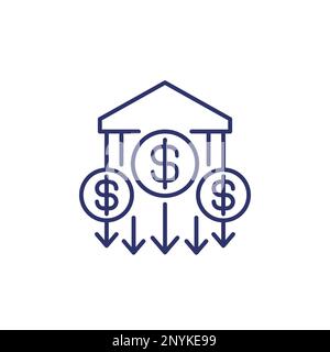 bank deposits drain line icon on white Stock Vector