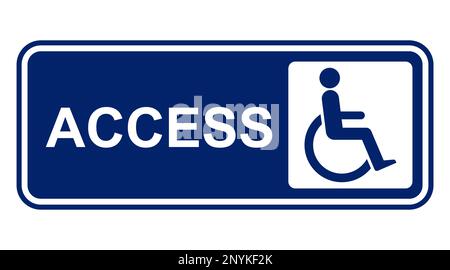 Access for Disable Persons Sign - Wheelchair Sign - Office Guide Signs Blue Vector Stock Vector