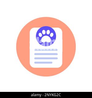 Dog, pet document icon, flat vector Stock Vector
