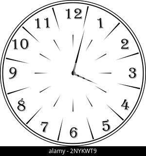 A round clock with a dial and hands. Transparent background Stock Vector