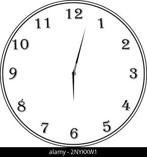 A round clock with a dial and hands. Transparent background Stock Vector