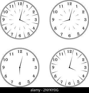A round clock with a dial and hands. Transparent background Stock Vector
