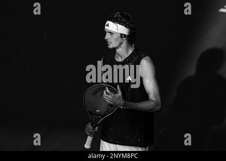 Dubai, Unites Arab Emirates. 02nd Mar, 2023. Alexander Zverev of Germany in action Lorenzo Sonego of Italy during their ATP 500 Dubai Duty Free Tennis Championships 2023 Quarter-Final match on March 02, 2023 in Dubai, United Arab Emirates. Photo by Victor Fraile/Power Sport Images Credit: Power Sport Images Ltd/Alamy Live News Stock Photo