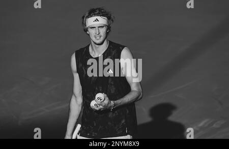 Dubai, Unites Arab Emirates. 02nd Mar, 2023. Alexander Zverev of Germany in action Lorenzo Sonego of Italy during their ATP 500 Dubai Duty Free Tennis Championships 2023 Quarter-Final match on March 02, 2023 in Dubai, United Arab Emirates. Photo by Victor Fraile/Power Sport Images Credit: Power Sport Images Ltd/Alamy Live News Stock Photo