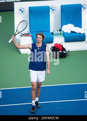 Dubai, Unites Arab Emirates. 02nd Mar, 2023. Alexander Zverev of Germany celebrates victory against Lorenzo Sonego of Italy during their ATP 500 Dubai Duty Free Tennis Championships 2023 Quarter-Final match on March 02, 2023 in Dubai, United Arab Emirates. Photo by Victor Fraile/Power Sport Images Credit: Power Sport Images Ltd/Alamy Live News Stock Photo