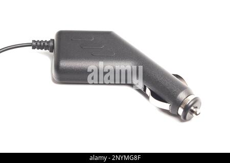 cable and cigarette lighter plug, isolated on white background. Stock Photo