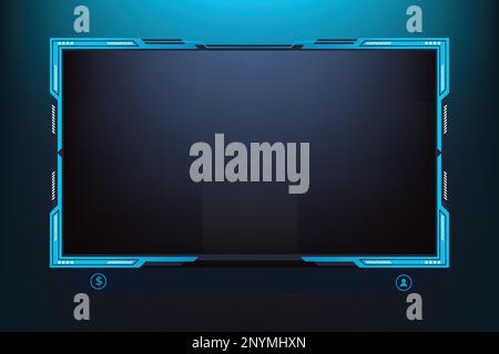 Futuristic live streaming overlay vector with blue and dark colors ...