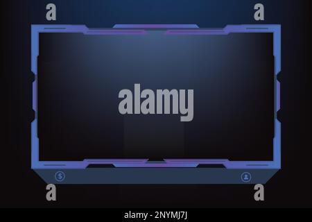 Online user interface design with dark blue color. Simple gaming screen panel and overlay design with offline screen vector. Live streaming overlay an Stock Vector