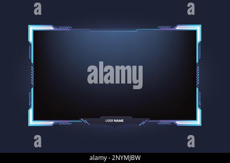 Live streaming overlay for online gamers. Gaming frame and streaming template with blue color. Simple streaming overlay and screen interface vector on Stock Vector