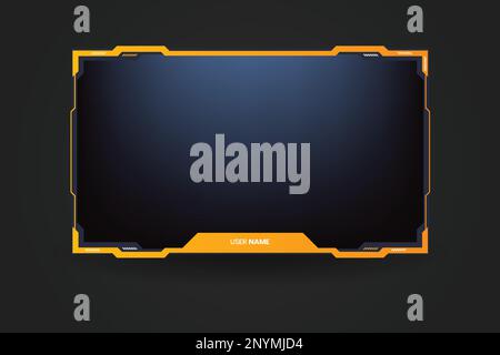 Simple overlay decoration with yellow color borders and buttons. Online gamer screen interface design on a dark background. Offline and online screen Stock Vector