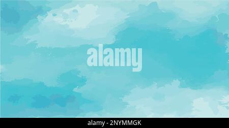 Realistic blue watercolor panoramic texture on white background - Vector illustration Stock Vector
