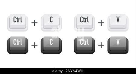 Ctrl C and Ctrl V Keyboard keys. Shortcut keys Stock Vector