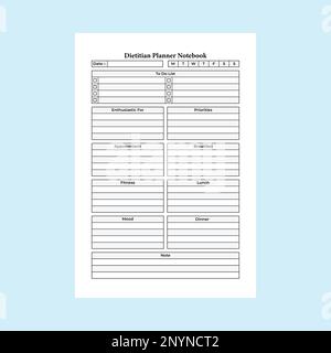 KDP interior Dietitian Planner template. Dietitian daily patient ...