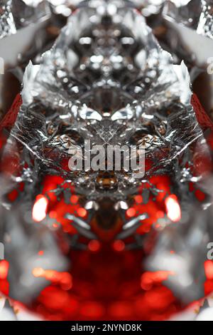 Premium Photo  Close-up of crumpled silver aluminum foil texture in red  tone. abstract background, use for design.