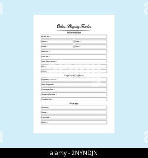 Daily shopping info tracker KDP interior notebook. Customer information tracker and shopping payment checker template. KDP interior journal. Online sh Stock Vector