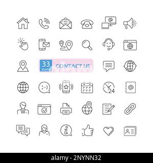Contact us icon set eps10 vector image 33 icons Stock Vector